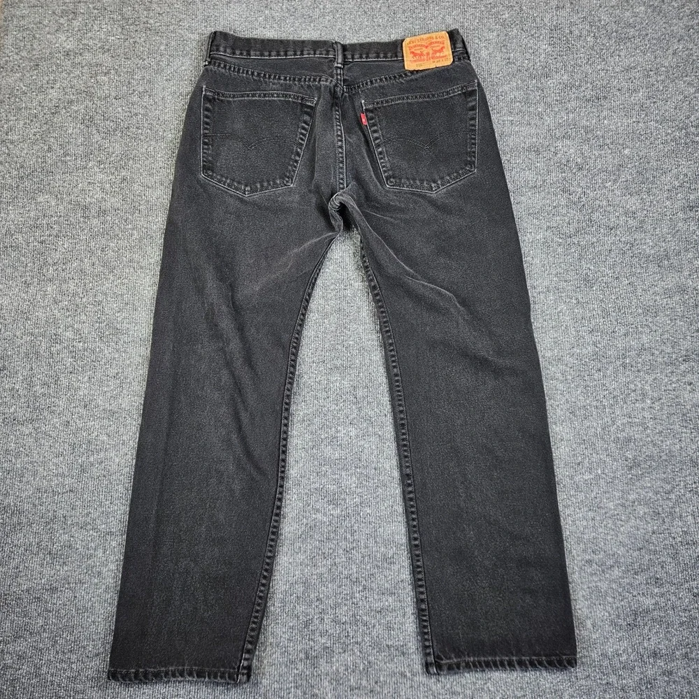 Levis 505 Jeans Men 36x32 (34x30) Dark Wash Black Regular Fit Straight Leg Denim